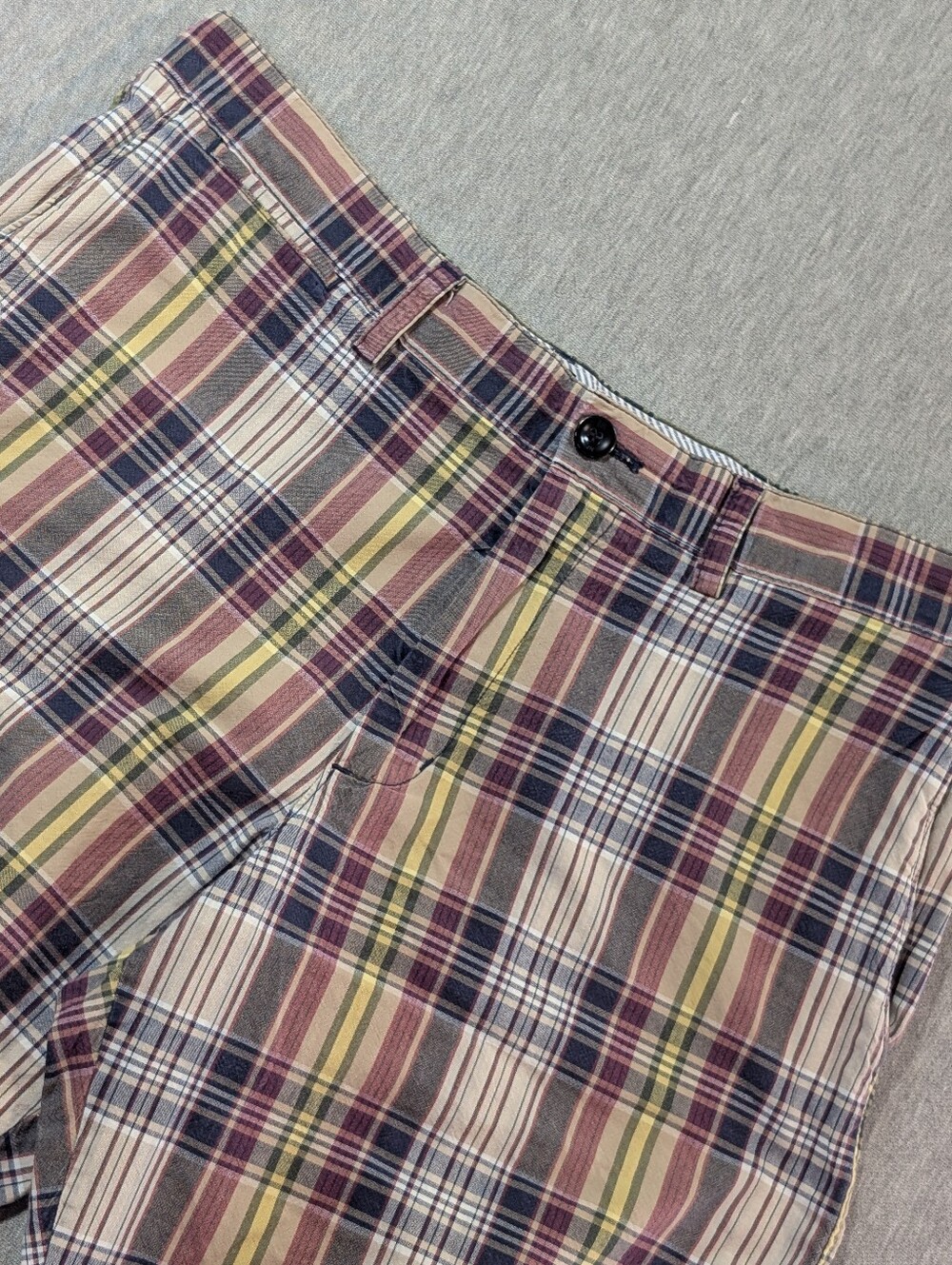 Banana Republic Plaid Shorts Men's 33 Purple Blue Yellow